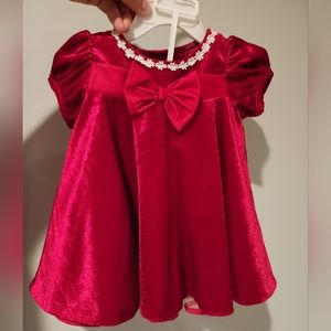 Red Velvet Baby Girl Holiday Dress and Diaper cover in 3-6m